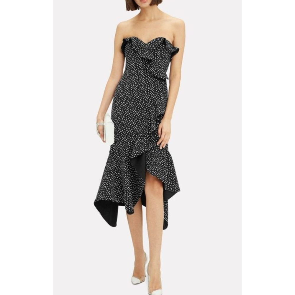 TRADE (Size 2) or SELL -- Jonathan Simkhai Speckle Asymmetric Ruffle Midi Dress